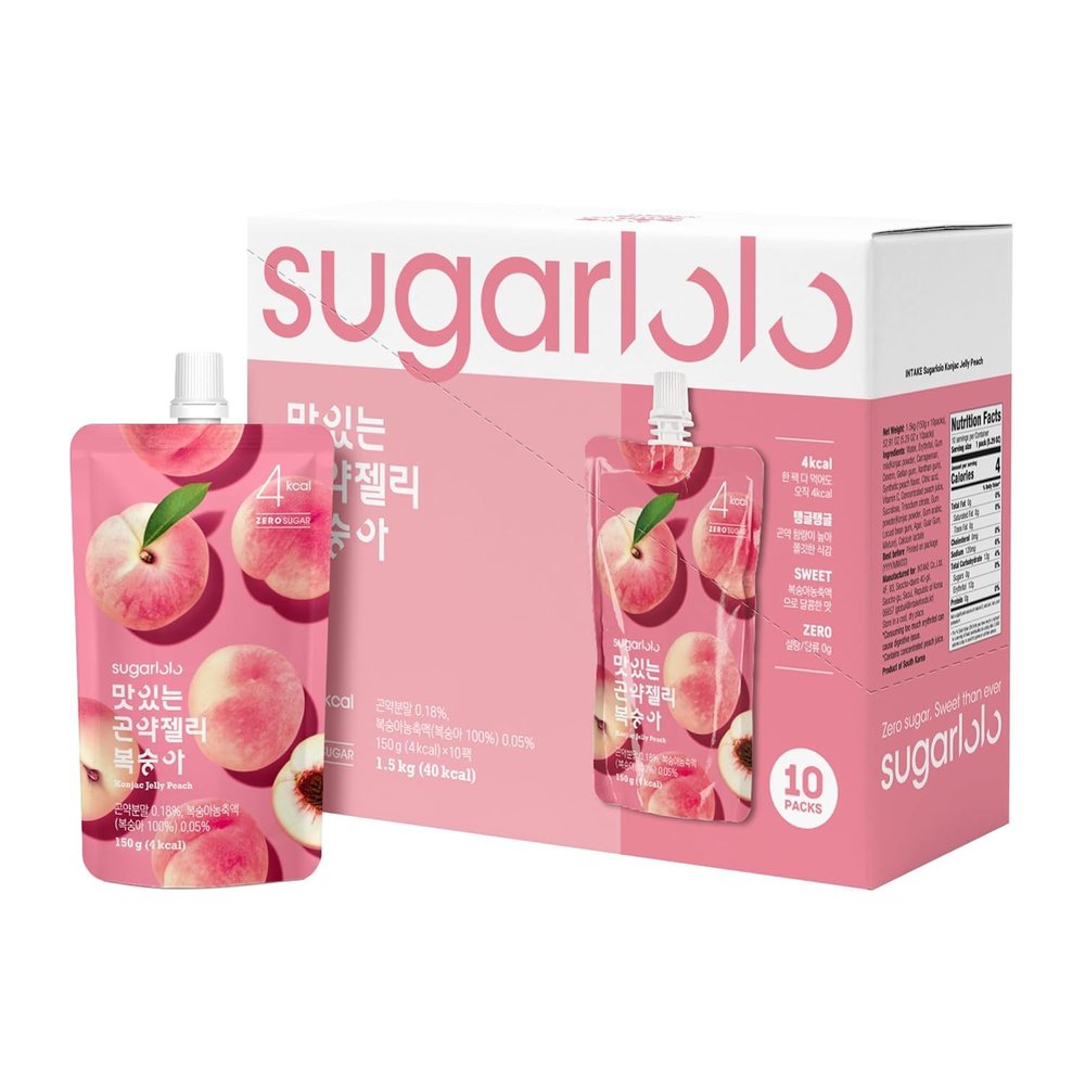 Intake Sugarlolo Drink 150 g x 10 Pieces | Low Calorie Fruitand Sugar Free | Ideal for Diabetics and Health Consciousness | (pack of 10, Peach)