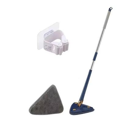 1pcs Rotatable Telescopic Triangle Mop 360 Spin Cleaning Squeeze Wet And Dry Use Water Absorption For Home Floor Ceiling(Blue-5pc-cloth)