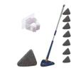 1pcs Rotatable Telescopic Triangle Mop 360 Spin Cleaning Squeeze Wet And Dry Use Water Absorption For Home Floor Ceiling(Blue-5pc-cloth) view 2
