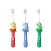 Vonmerie Children's Dinosaur Toothbrush for 7-12 Years, Ultra-Soft Bristles (Green+Red+Blue/Copper-Free Bristle Head)