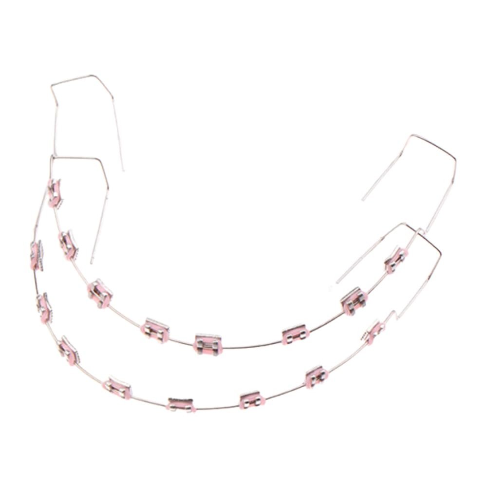 1 Pair Dental Fake Braces with Storage Box Dental Fashion Decoration (Pink)