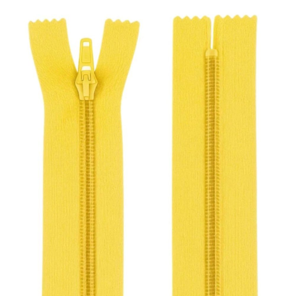 Yellow 8 Inch 20.3 cm Nylon Dressmaking Zip, Closed End, Size No #3, Auto Lock Pull, Standard Sewing & Craft Zipper - Perfect for Clothes, Bags, Cushions, Pockets & More - Giddy Square