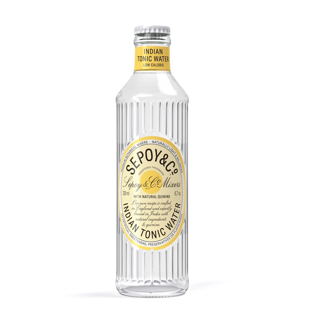 SEPOY & CO. Indian Tonic Water - 24 x 200ml | Pure Himalayan Water & 100% Natural Ingredients | Low Calorie, Less Sugar | Premium Gin & Tonic Mixer | Made in India