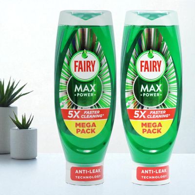 2 x 730ml Fairy Max Power Original Washing Up Liquid Mega Pack | Fast Grease Removal, Effortless Soaking, Easy Rinsing