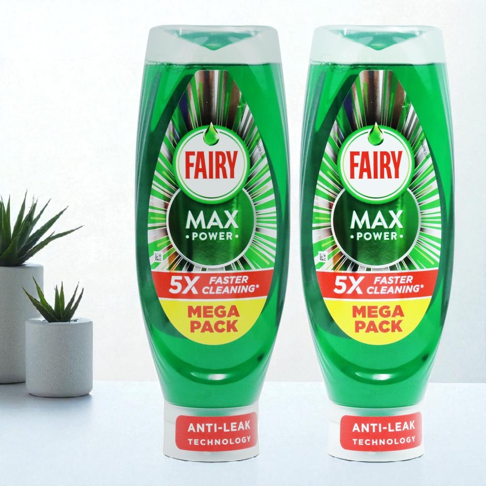 2 x 730ml Fairy Max Power Original Washing Up Liquid Mega Pack | Fast Grease Removal, Effortless Soaking, Easy Rinsing