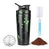 AOOWU Protein Shaker Bottle with Stainless Steel Mixing Ball 750ml, Stainless Steel Protein Shaker Cup, Protein & Supplement Shaker Bottle, Leak Proof Metal Sports Water Bottle, BPA Free for Gym