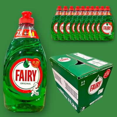 Fairy ORIGINAL Washing Up Liquid 320ml 10 Box Pack | Concentrated Grease-Cutting Formula | Ultra Long-Lasting Suds | Trusted UK Dish Soap