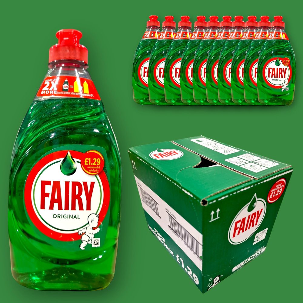 Fairy ORIGINAL Washing Up Liquid 320ml 10 Box Pack | Concentrated Grease-Cutting Formula | Ultra Long-Lasting Suds | Trusted UK Dish Soap
