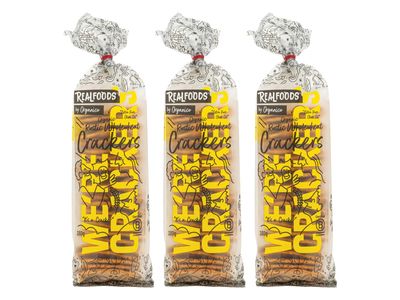 Realfoods by Organico | Organic Baked Wholewheat Crackers Traditional Seafarer Recipe from Northern Spain, 180g (Pack of 3)
