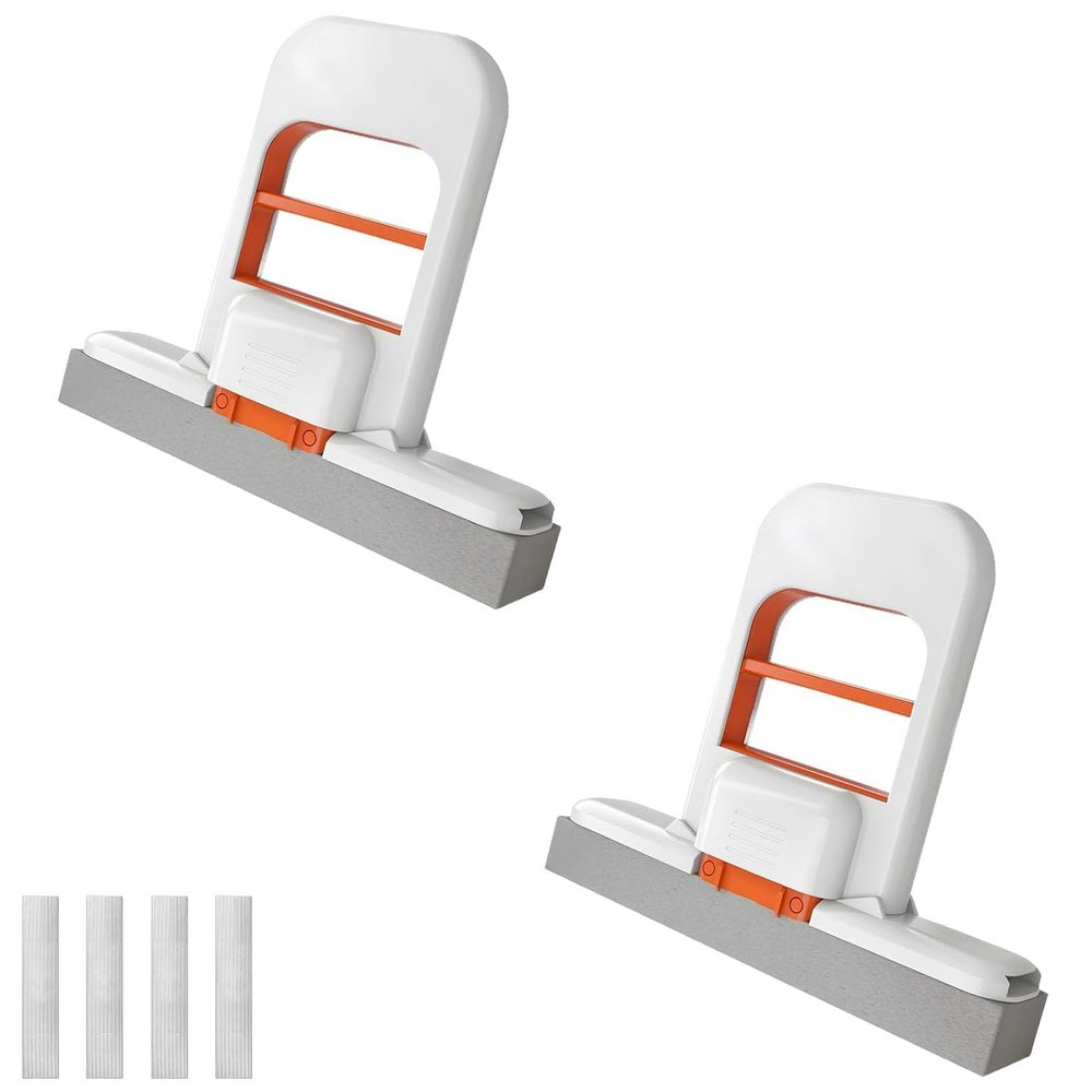 Mini Foldable Desktop Mop,Portable Self-Squeeze Cleaning Sponge Mop for Wet & Dry Use, Compact Cotton Mops for Kitchen, Bathroom, Glass, Car, Office & Small Spaces (2PCS)