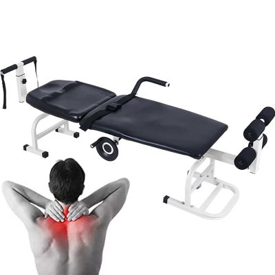 Adjustable Spinal Decompression Table for Lumbar and Cervical Relief, Back Stretch Bench for Home Therapy