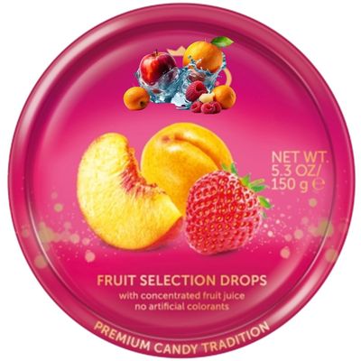 Assorted Fruit Flavoured Hard Boiled Sweets Tiin 150g Variety Pack with Wildberry, Citrus & Classic Fruit Drops Ideal for Gifting & Sharing - Klfy (4 x Tin, Fruit Selection Drops Tin)