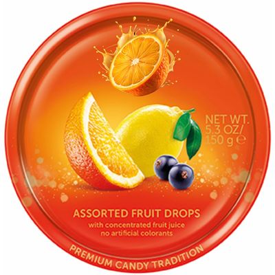 Assorted Fruit Flavoured Hard Boiled Sweets Tiin 150g Variety Pack with Wildberry, Citrus & Classic Fruit Drops Ideal for Gifting & Sharing - Klfy (4 x Tin, Assorted Fruit Drops)