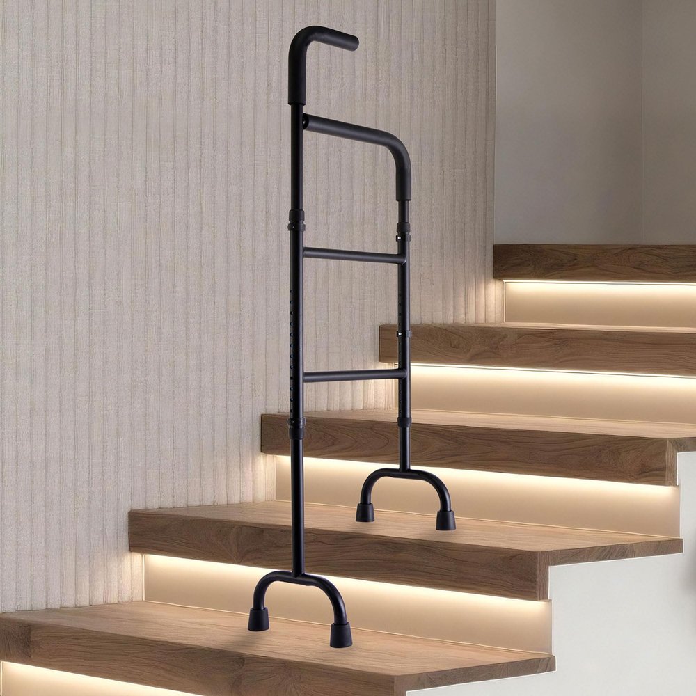 Stair Climbing Assist Cane - 13-Level Adjustable Height,Portable Lightweight,Slip-Resistant&Sturdy -Stair Helper for Up&Down -Mobility Aid for Elderly,Post-Surgery,Sore Hips&Knees -Fits Standard Steps
