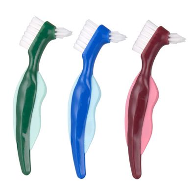 HONMEET Double-Headed False Teeth Brush with Ergonomic Grip Designed for Denture Care and Precise Plaque Cleaning in Daily Oral Routine