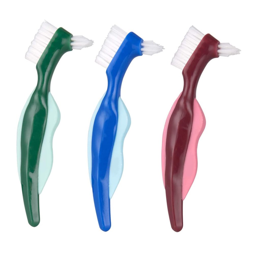 HONMEET Double-Headed False Teeth Brush with Ergonomic Grip Designed for Denture Care and Precise Plaque Cleaning in Daily Oral Routine