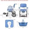 Rolling Shower Chair with Wheels, Foldable Commode Chair for Toilet, Bathroom Wheelchair with Arms, Bedside Bath Seat for Seniors and Elderly view 2