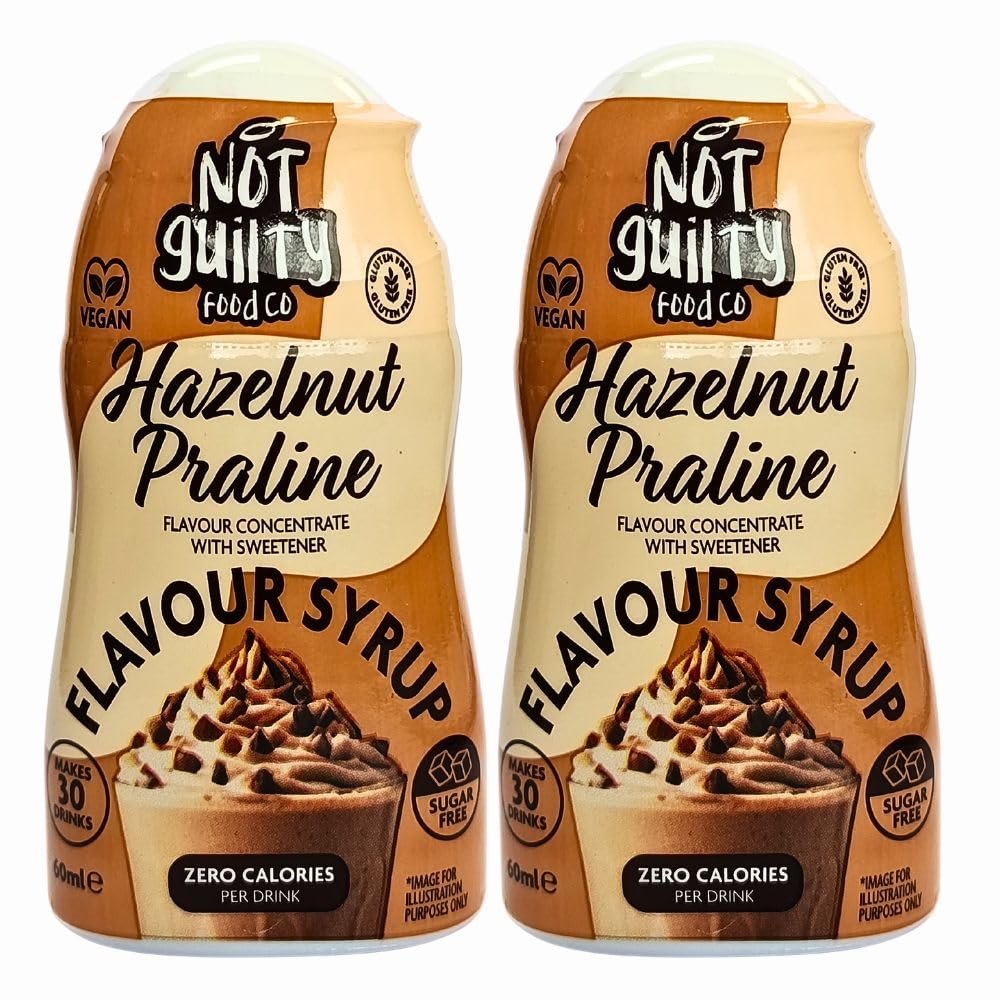 Not Guilty Zero Calorie Barista Hazelnut Praline Syrup Concentrate 60ml x 2, Sugar & Fat Free, Vegan Sweetener - Perfect for SkinnyCoffees and Shakes with Welari Thank You Card | (2 Pack)