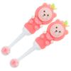 DECOMELODY 2pcs Soft Bristle Kids Toothbrush for Toddlers Age 0-9, Cute Bear Round Head Children Toothbrush, Manual Pink Fruit Design for Gentle Cleaning view 1