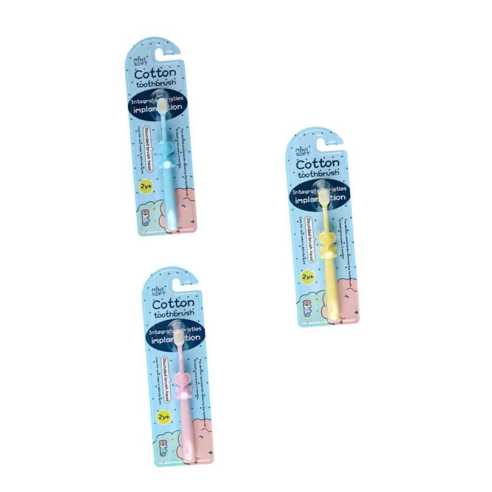 Didiseaon 3pcs Boys and Girls Toothbrush Set with Cartoon Elephant Shape, Soft Bristles for Deep Cleaning and Protection, Suitable for Babies and Children Aged 2-8 Years