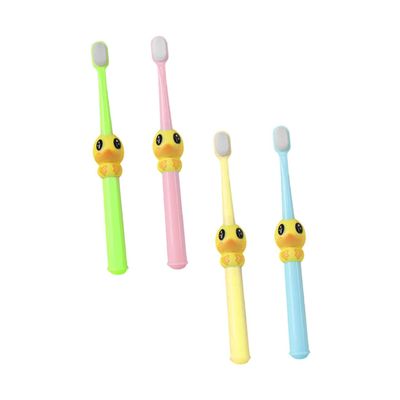 PENIKOKO 4pcs Cartoon Toothbrush Soft Bristle for Ages Cleaning with Adorable in Yellow Pink Green