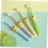 PENIKOKO 4pcs Cartoon Toothbrush Soft Bristle for Ages Cleaning with Adorable in Yellow Pink Green view 4