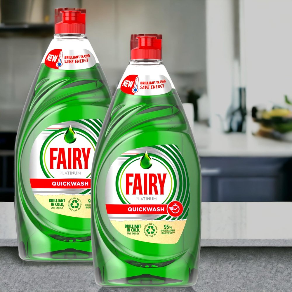 2 x 820ml Fairy Washing Up Liquid Platinum Quickwash