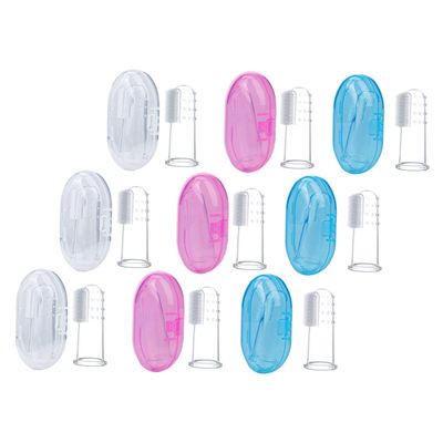 WEKAMOS Baby Finger Toothbrush 9pcs Set Silicone Soft Infant Toddler Oral Cleaner with Tongue Cleaner and Storage Box for 0-3 Years Baby Dental Care