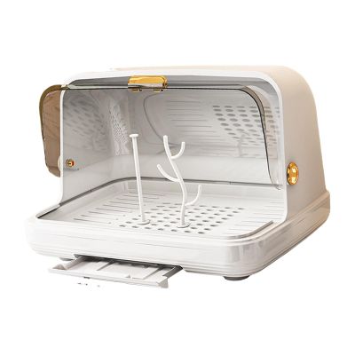 Fenteer Drying Rack Container Dish Drainer Kitchen Cabinet Portable Nursery Bottle Storage Box Organizer for Kitchen Home, White Medium