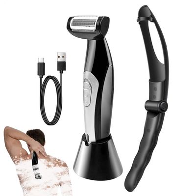 Back Shaver for Men - Body Hair Trimmer, Water Resistant Grooming Handle | Adjustable Long Reach Shaving Tool with Removable Grip for Easy Travel, Shaving