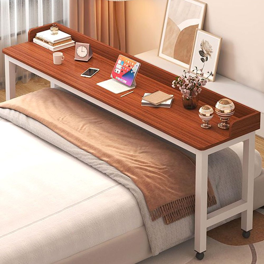 YDkjwjw Overbed Bedside Desk with Wheels Mobile Cross Bed Table Rolling Laptop Computer Desk Cart for Home Bed Sofa Side