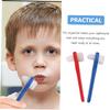 WATIIFUFU 2pcs Double Headed Denture Cleaning Toothbrushes for Adults Ergonomic Design with Small Angled Brush Heads for Hard to Reach Areas Bristles for Partial and Full Dentures Blue and view 3