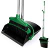 XXFLOWER Broom and Dustpan Set, Long Handle Lightweight Dustpans with Broom Combo for Home Sweeping for Room Kitchen Office Black Green view 1