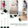 XXFLOWER Broom and Dustpan Set, Long Handle Lightweight Dustpans with Broom Combo for Home Sweeping for Room Kitchen Office Black Green view 4