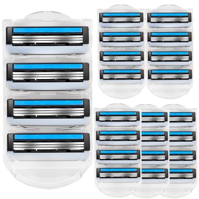 24PCS Razor Blades Compatible with Gillette 3, 3-Layer Precision Blades with Lubrication Strip, Washable & Reusable, Replacement for Men, Husband, Father and Boyfriend