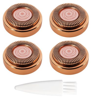 4 Flawless Replacement Heads with Cleaning Brush, Facial Hair Remover for Women, Rose Gold, Compatible with Finishing Touch Flawless Hair Remover, Sensitive Skin Care, Travel Friendly
