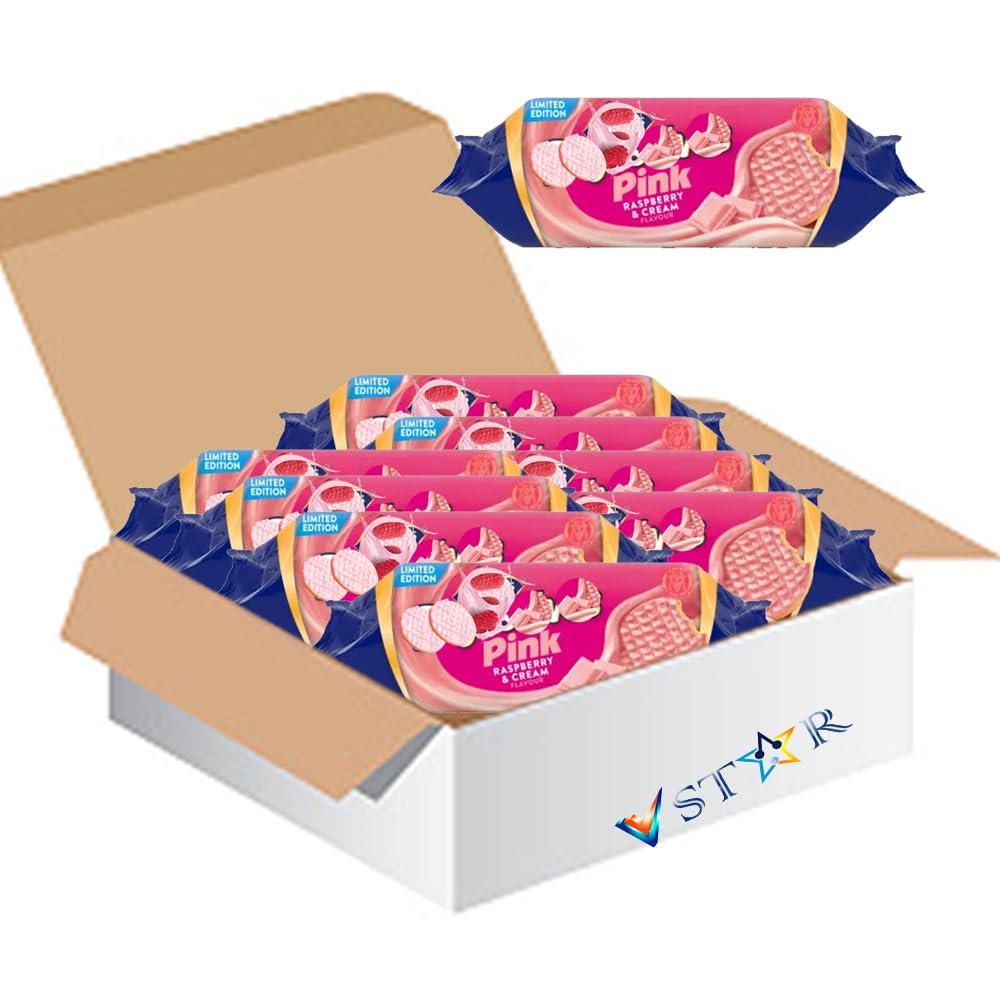 Limited Edition Digesttive Biscuits Pink Raspberry & Cream Flavour 232g Pack Crunchy & Fruity Treat Ideal for Snacking or Tea Time - MVit (8 x Pack)