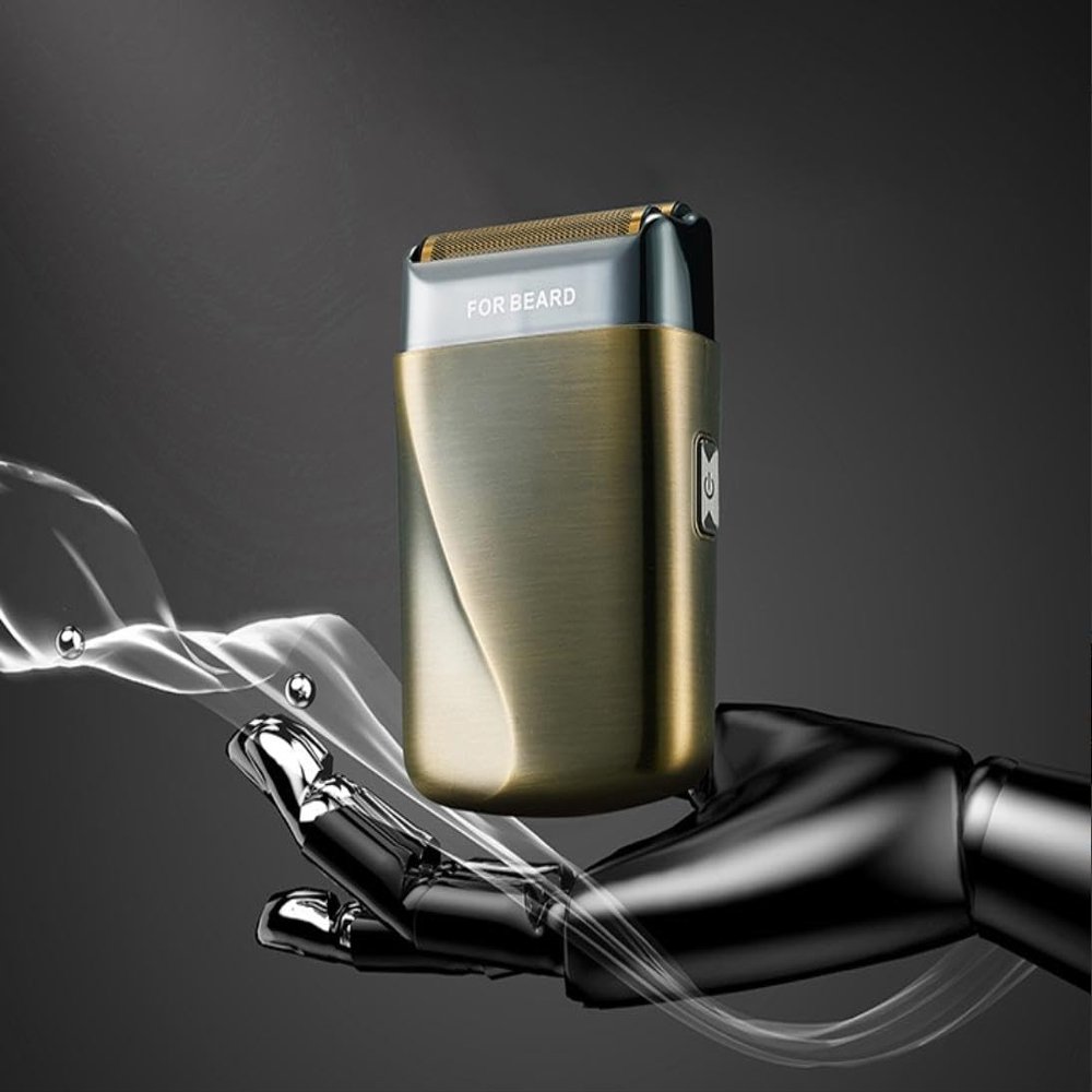 2-in-1 Electric Foil Shaver for Men, Waterproof Beard & Hair Trimmer with Type-C Fast Charging, 90min Runtime Gold Finish Adjustable Precision Styling for Home Travel & Gym