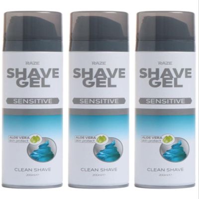 3 Rze Shave Gel - Sensitive | With Aloe Vera - Clean Shave | 200mL Each [Total 600mL]