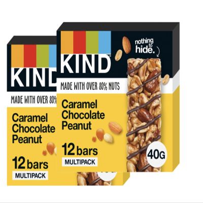 KIND Bars, Gluten Free Snack Bars, Caramel Chocolate Peanut, High Fibre, No Artificial Colours, Flavours or Preservatives, Multipack 24 x 40g