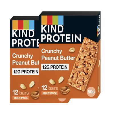 KIND Protein Bars, Gluten Free Snack Bars, Crunchy Peanut Butter, High Fibre, Healthy Snack, Source of Protein, No Artificial Colours, Flavours or Preservatives, Multipack 24 x 50g