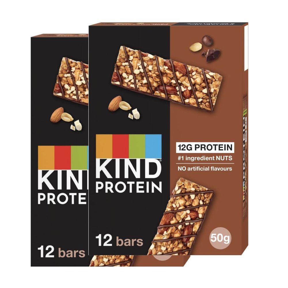 KIND Protein Bars, Gluten Free Snack Bars, Milk Chocolate Latte, High Fibre, Healthy Snack, Source of Protein, No Artificial Colours, Flavours or Preservatives, Multipack 24 x 50g