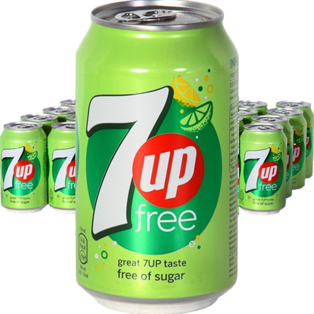 7Up Zero Barcoded Cans, 24 x 330ml - by Kandy Collection'
