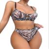 Lilosy Sexy Mesh Sheer Underwire Push Up Lingerie Set Lingerie Set, Zebra White, XXS view 3