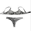 Lilosy Sexy Mesh Sheer Underwire Push Up Lingerie Set Lingerie Set, Zebra White, XXS view 4