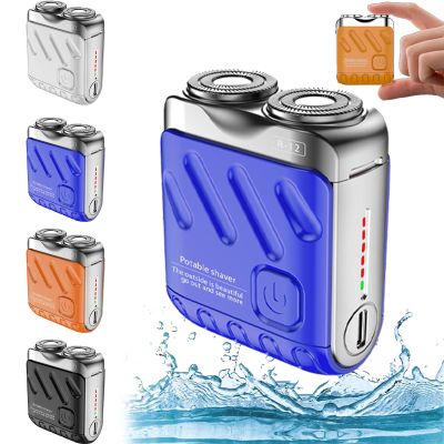 Beard Shaver for Men, Beard Shaver Mini and Portable Suitcase Design, Portable Razor Traveller Mini Shaving, 2025 New Double-Ring Magnetic Cutter, Ipx7 Waterproof(Blue)