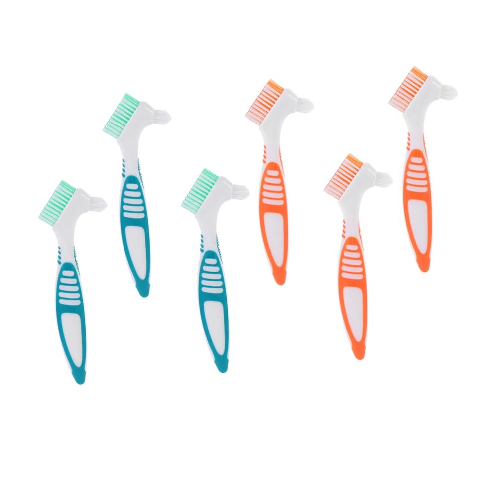 DEARMAMY 6pcs Denture Cleaning Brush Travel False Teeth Gum Denture Care Tool Portable Oral Cleaning Brush