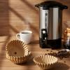 Feifeiya 100 Pcs Pre-Punched Holes Coffee Filters for 100 Cup Coffee Urn Brewing Basket & Hot Beverage Dispenser 9.8 x 4.3 Inch Disposable Natural Wood Pulp Paper Filters with Tall-Sided Design view 4