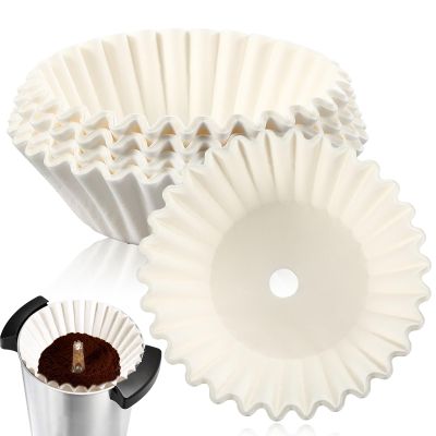 Feifeiya 100 Pcs Pre-Punched Holes Coffee Filters for 100 Cup Coffee Urn Brewing Basket & Hot Beverage Dispenser 9.8 x 4.3 Inch Disposable Natural Wood Pulp Paper Filters with Tall-Sided Design