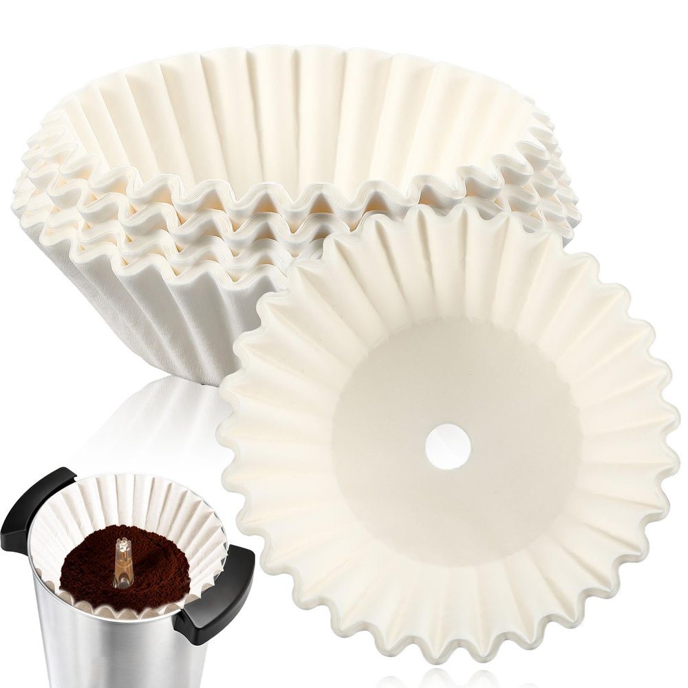 Feifeiya 100 Pcs Pre-Punched Holes Coffee Filters for 100 Cup Coffee Urn Brewing Basket & Hot Beverage Dispenser 9.8 x 4.3 Inch Disposable Natural Wood Pulp Paper Filters with Tall-Sided Design